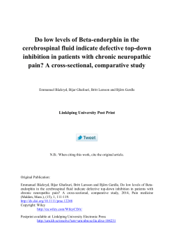 Do low levels of Beta-endorphin in the cerebrospinal fluid indicate
