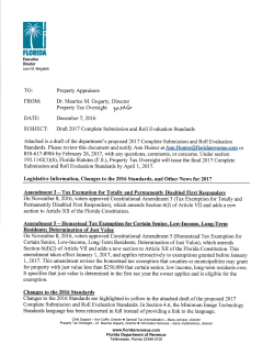 Memorandum from the Department of Revenue to Property Appraisers