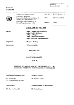 Subpoena Appeals Decision&mdash;Tolimir