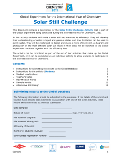 Solar Still Challenge - International Year of Chemistry The Global