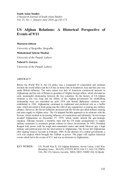 US Afghan Relations: A Historical Perspective of Events of 9/11