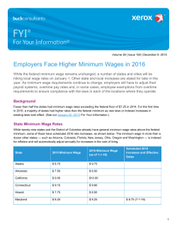Employers Face Higher Minimum Wages in 2016