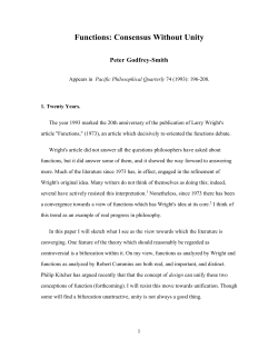 Functions: Consensus Without Unity - Peter Godfrey