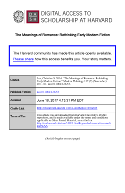 The Meanings of Romance: Rethinking Early Modern Fiction