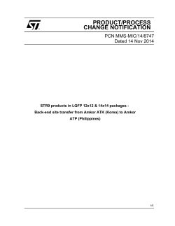 PRODUCT/PROCESS CHANGE NOTIFICATION