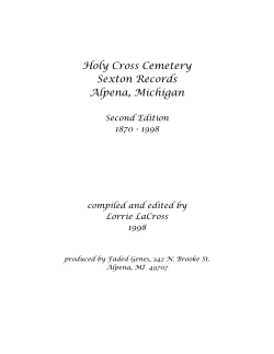 Holy Cross Cemetery Sexton Records Alpena, Michigan