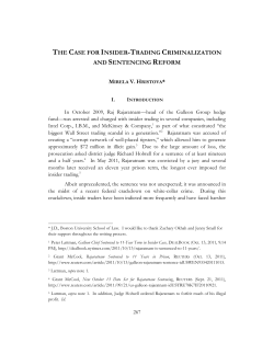 The Case for Insider-Trading Criminalization and Sentencing Reform