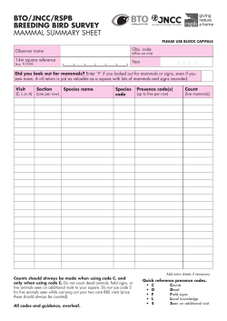 Mammal Summary Sheet