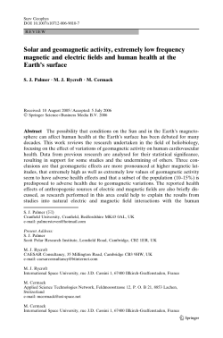 Solar and geomagnetic activity, extremely low frequency magnetic