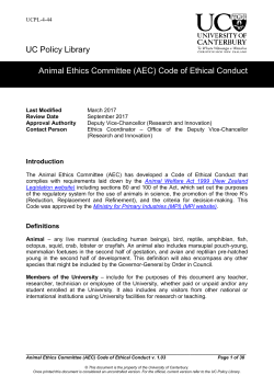 Animal Ethics Committee (AEC) Code of Ethical Conduct (PDF