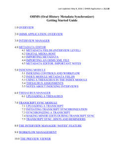 OHMS (Oral History Metadata Synchronizer) Getting Started Guide