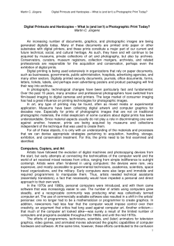 Digital Printouts and Hardcopies &ndash; What is (and isn`t) a Photographic