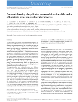 Automated tracing of myelinated axons and detection of the nodes of