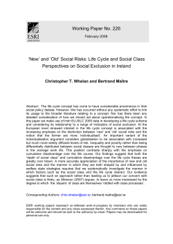 Life Cycle and Social Class Perspectives on Social Inclusion in Ireland