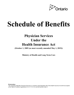 Schedule of Benefits - Physician Services Under the Health