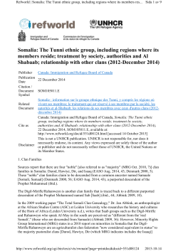 Somalia: The Tunni ethnic group, including regions where its