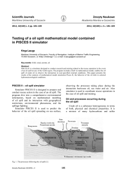 Testing of a oil spill mathematical model contained in PISCES II