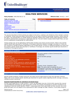 Dialysis Services - Oxford Health Plans