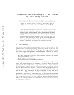 Probabilistic Model Checking of DTMC Models of User Activity