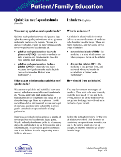 Inhalers - Somali - Children`s Minnesota