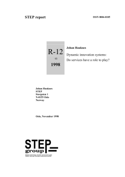 Dynamic innovation systems: Do services have a role to play?