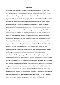 Introduction Feminism as a concerted movement