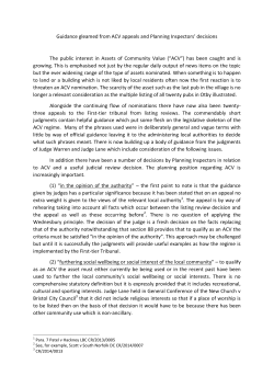 Guidance gleamed from ACV appeals and