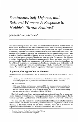 Feminisms, Self-Defence, and Battered Women: A