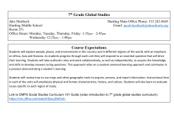 7th Grade Global Studies Course Expectations