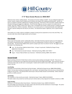 1​ST​ 5​TH​ GRADE SUMMER READING LIST 20162017 First