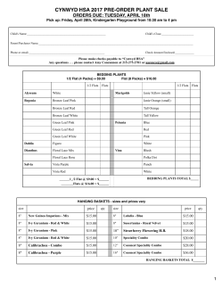 2017 Plant Sale Order Form