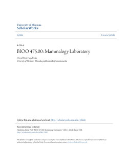 BIOO 475.00: Mammalogy Laboratory