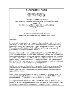 Thoughtful Faith - Canadian Unitarian Council