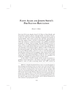 fanny alger and joseph smith`s pre-nauvoo