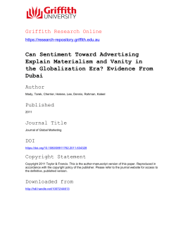 Can Sentiment Toward Advertising Explain Materialism and Vanity