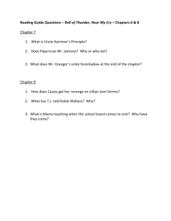 Reading Guide Questions &ndash; Roll of Thunder, Hear My Cry