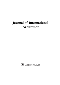 Journal of International Arbitration - The Arbitration Institute of the