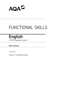 Functional English Mark scheme Level 2 - Reading June 2015