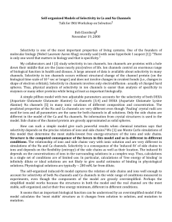 Self-organized Models of Selectivity in Ca and