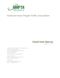 National Motor Freight Traffic Association ClassIT User Manual