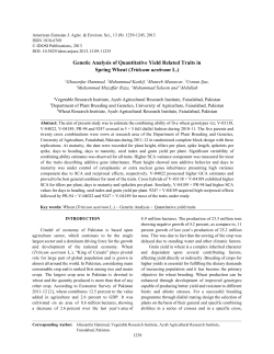 Genetic Analysis of Quantitative Yield Related Traits in Spring