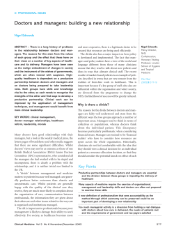 Doctors and managers building a new relationship