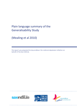 Plain language summary of the Generalisability Study