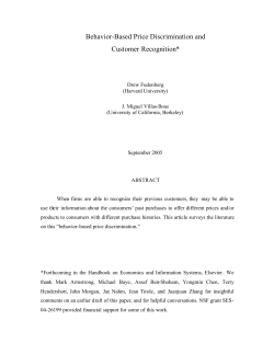 Behavior-Based Price Discrimination and Customer