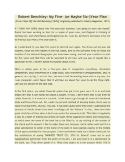 Robert Benchley: My Five- (or Maybe Six-)Year Plan
