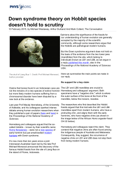 Down syndrome theory on Hobbit species doesn`t hold to