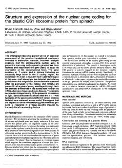 Structure and expression of the nuclear gene coding for the plastid