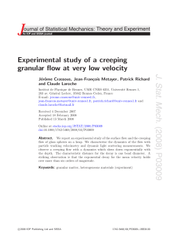 Experimental study of a creeping granular flow at very low velocity