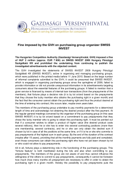 Fine imposed by the GVH on purchasing group organizer SWISS