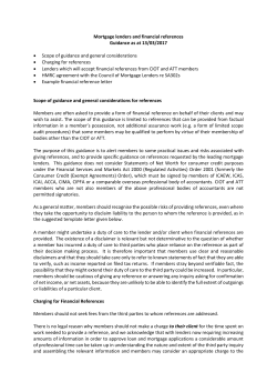 Mortgage lenders and financial references Guidance as at 13/03
